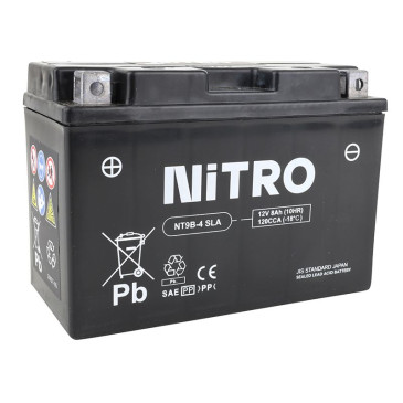 BATTERIE 12V 8 Ah NT9B-4 NITRO SLA SANS ENTRETIEN PRETE A L'EMPLOI (Lg150xL70xH105mm) (EQUIVALENT YT9B-4 / AGM / GEL) 5414837002697