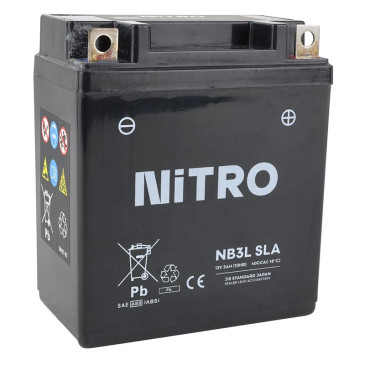 BATTERY 12V 3 Ah NB3L NITRO SLA MAINTENANCE FREE READY FOR USE (Long 98mm x Wd 56mm x Ht 110mm) 5414837169109