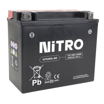 BATTERY 12V 18 Ah YTX20HL-BS NITRO MF - MAINTENANCE FREE+ACID PACK (Lg175xWd 87xH155mm) 5414837137818