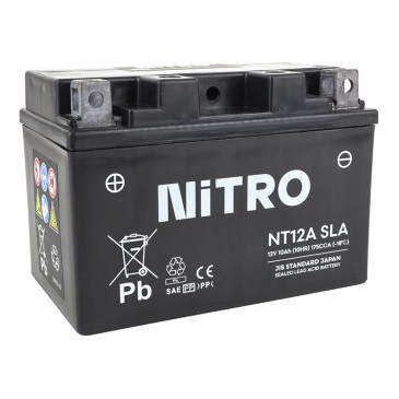 BATTERIE 12V 10 Ah NT12A NITRO AGM ACTIVEE EN USINE PRETE A L'EMPLOI (Lg150xL87xH105mm) 5414837156482