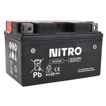 BATTERIE 12V 8,6 Ah NTZ10S-BS NITRO MF SANS ENTRETIEN AVEC PACK ACIDE (Lg150xL87xH93mm) 5414837137979