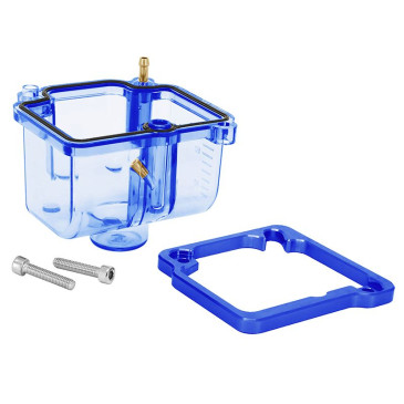 CUVE DE CARBURATEUR TYPE PWK 19 à 30 mm TRANSPARENT BLEU (INCLUS VIS ET REHAUSSEUR DE CUVE) -SELECTION P2R- 3701213440436