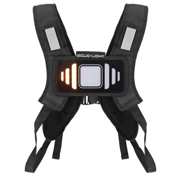 VESTE/GILET/BAUDRIER CLIC -LIGHT V2 AVEC SIGNALISATION INTEGREE 48 LEDS AVEC INDICATEUR DIRECTION ET TELECOMMANDE CINTRE SANS FIL (H20xL20cm) RECHARGEABLE USB 3770011666010