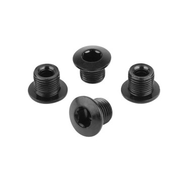 INTRAVIS PEDALIER SAMOX ACIER NOIR COMPATIBLE MONO PLATEAU 4 BRANCHES (JEU DE 4) - VIS ET CHEMINEE M8x0.75x6.35L + 4 cheminées aluminium M8x0.75x6.35L. 0887539029128