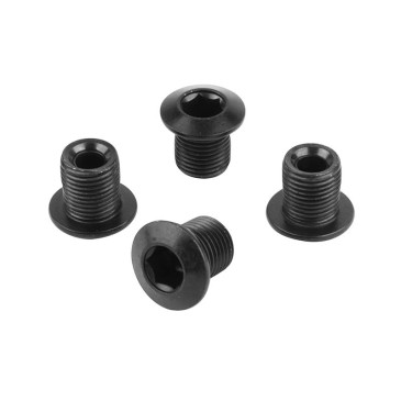 INTRAVIS PEDALIER SAMOX ACIER NOIR COMPATIBLE MONO PLATEAU 4 BRANCHES (JEU DE 4) - VIS ET CHEMINEE M8x0.75x8L + 4 cheminées aluminium M8x0.75x8L. 0887539029142