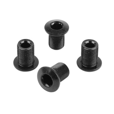 INTRAVIS PEDALIER SAMOX ACIER NOIR COMPATIBLE MONO PLATEAU 4 BRANCHES (JEU DE 4) - VIS ET CHEMINEE M8x0.75x10.3L + 4 cheminées aluminium M8x0.75x10.3L. 0887539029159