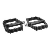 PEDALE VTT PLATEFORME DESCENTE / BMX NEWTON NOIR A ROULEMENTS ALU CNC FILETAGE 9/16 AVEC PICOTS ARGENT DEMONTABLE (PAIRE) 120x108mm 3700948209431