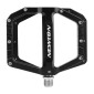 PEDALE VTT PLATEFORME DESCENTE / BMX NEWTON NOIR A ROULEMENTS ALU CNC FILETAGE 9/16 AVEC PICOTS ARGENT DEMONTABLE (PAIRE) 120x108mm 3700948209431