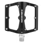 PEDALE VTT PLATEFORME DESCENTE / BMX NEWTON NOIR A ROULEMENTS ALU CNC FILETAGE 9/16 AVEC PICOTS ARGENT DEMONTABLE (PAIRE) 115x97mm 3700948209448