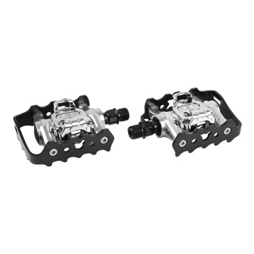 PEDALE VTT AUTOMATIQUE POLYVALENTE NEWTON AVEC 1 FACE SHIMANO/SPD NOIR ALU D9/16 354g AVEC CALES (PAIRE) 3700948072240