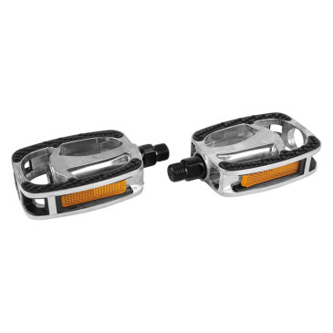 FLAT PEDAL FOR URBAN BIKE- -ALUMINIUM- NEWTON 811 SILVER 9/16" (PAIR ON CARD) 3700948260289