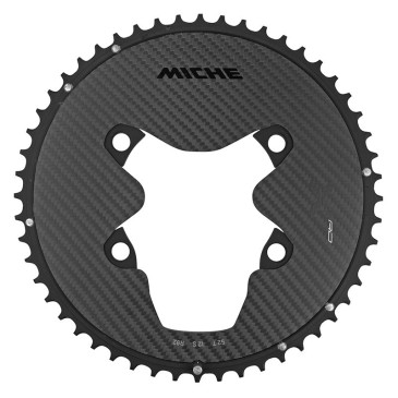 PLATEAU ROUTE 4BRA D.110 POUR SHIMANO DURA ACE R9200 MICHE 52DTS EXTERIEUR NOIR 12V. ALU, CARBONE 3K (poids 127 g) -X2 RD R92- 8054757045403