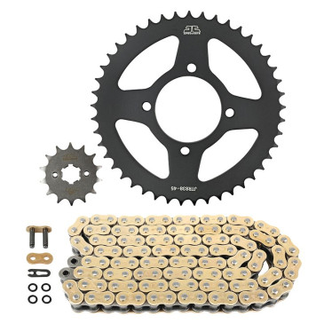 KIT CHAINE ADAPTABLE YAMAHA 125 YBR 2006>2016 428 14x45 (DIAM COURONNE 65/80/8.5) (DEMULTIPLICATION ORIGINE) -JT SPROCKETS/DID- 3667385005852