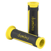 REVETEMENT POIGNEE DOMINO MOTO ON ROAD A350 GRIS ANTHRACITE/JAUNE OPEN END 120mm (PAIRE) 8033900010550