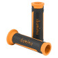 REVETEMENT POIGNEE DOMINO MOTO ON ROAD A350 GRIS ANTHRACITE/ORANGE OPEN END 120mm (PAIRE) 8033900011045