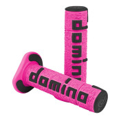REVETEMENT POIGNEE DOMINO MOTO OFF ROAD A360 FUCHSIA/NOIR CLOSED END 120-123mm (PAIRE) 8033900036673
