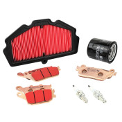 KIT ENTRETIEN MOTO ADAPTABLE KAWASAKI 650 Z650 2017>, Z650 RS 2022>, NINJA 650 2017> PLAQUETTE METAL FRITTE (PACK 7 PIECES) -SELECTION P2R PREMIUM- 3667385010696