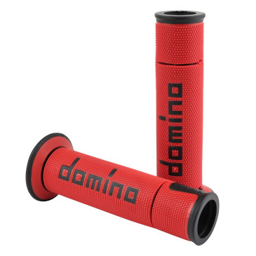 REVETEMENT POIGNEE DOMINO MOTO ON ROAD A450 ROUGE/NOIR OPEN END 120-125mm (PAIRE) 8033900016576