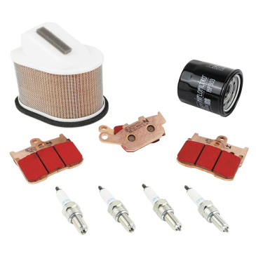 KIT ENTRETIEN MOTO ADAPTABLE KAWASAKI 800 Z800 ABS 2013>2016, Z800 E ABS 2013>2016 PLAQUETTE METAL FRITTE (PACK 9 PIECES) -SELECTION P2R PREMIUM- 3667385010764