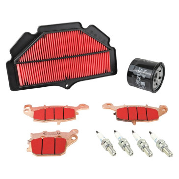 KIT ENTRETIEN MOTO ADAPTABLE SUZUKI 750 GSR 2011>2016 PLAQUETTE METAL FRITTE (PACK 9 PIECES) -SELECTION P2R PREMIUM- 3667385010252