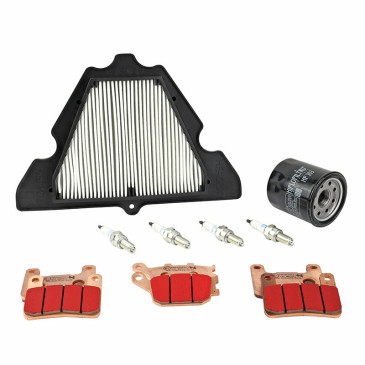 KIT ENTRETIEN MOTO ADAPTABLE KAWASAKI 1000 VERSYS 2019>2024 PLAQUETTE METAL FRITTE (PACK 9 PIECES) -SELECTION P2R PREMIUM- 3667385010634