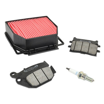 KIT ENTRETIEN MOTO ADAPTABLE HONDA 125 CB R 2018> PLAQUETTE ORGANIQUE (PACK 4 PIECES) -SELECTION P2R PREMIUM- 3667385011150