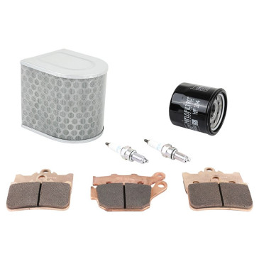 KIT ENTRETIEN MOTO ADAPTABLE HONDA 500 CB F 2022>, CB X 2022>, CBR R 2022> PLAQUETTE SEMI METAL (PACK 7 PIECES) -SELECTION P2R PREMIUM- 3667385011020