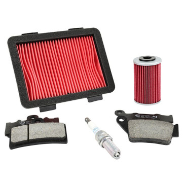 KIT ENTRETIEN MOTO ADAPTABLE KTM 390 ADVENTURE 2020>2024, 390 DUKE 2017>2023, RC 390 2022>2024, 125 DUKE 2017>2023, RC 125 2022>2024 PLAQUETTE ORGANIQUE (PACK 5 PIECES) -SELECTION P2R PREMIUM- 3667385011747