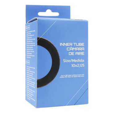 CHAMBRE A AIR TROTTINETTE 10 X 2.125 VALVE STANDARD COUDEE 135° (45° EXTERIEUR) DIAM INTERNE 152 mm 7427255410553