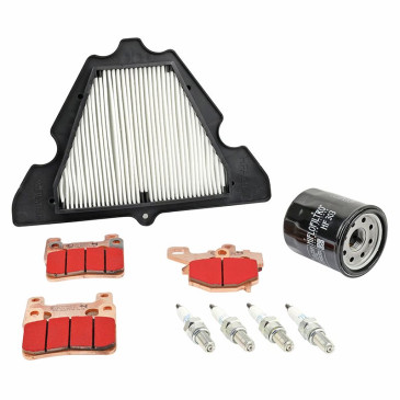 KIT ENTRETIEN MOTO ADAPTABLE KAWASAKI 1000 Z1000 2010>2020, Z1000 SX 2011>2019, NINJA 1000 SX 2020>2024 PLAQUETTE METAL FRITTE (PACK 9 PIECES) -SELECTION P2R PREMIUM- 3667385010641