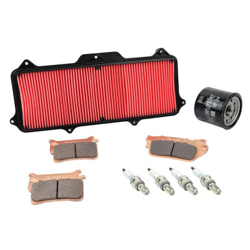 KIT ENTRETIEN MOTO ADAPTABLE HONDA 1000 CB R 2018> PLAQUETTE METAL FRITTE (PACK 9 PIECES) -SELECTION P2R PREMIUM- 3667385011099