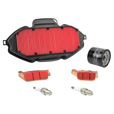 KIT ENTRETIEN MOTO ADAPTABLE HONDA 750 NC X, NC X DCT 2014>2020 PLAQUETTE METAL FRITTE (PACK 6 PIECES) -SELECTION P2R PREMIUM- 3667385011112