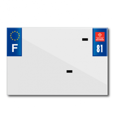 BANDE PLAQUE MOTO 210x145 POUR PVC AVEC RAISON SOCIALE DEP. 81/EURO (VENDU A L'UNITE)