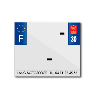 BANDE PLAQUE MOTO 170x145 POUR PVC AVEC RAISON SOCIALE DEP. 30/EURO (VENDU A L'UNITE)