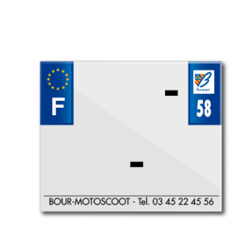 PLASTIC STRIP FOR PVC LICENSE PLATE WITH BUSINESS NAME (MOTORBIKE FORMAT 170X145)-DEPT 58/EUROPE (SOLD PER UNIT)
