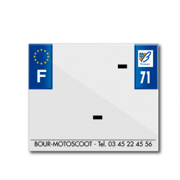 PLASTIC STRIP FOR PVC LICENSE PLATE WITH BUSINESS NAME (MOTORBIKE FORMAT 170X145)-DEPT 71/EUROPE (SOLD PER UNIT)