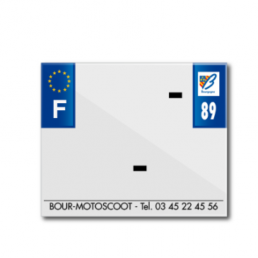 BANDE PLAQUE MOTO 170x145 POUR PVC AVEC RAISON SOCIALE DEP. 89/EURO (VENDU A L'UNITE)