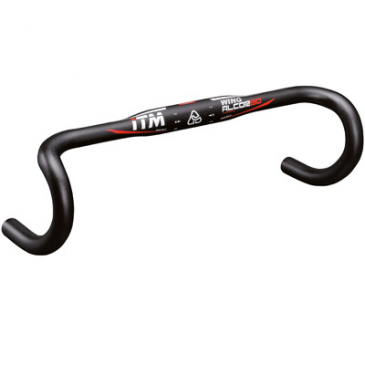HANDLEBAR- FOR ROAD BIKE- ITM ALCOR WING -ALUMINIUM -AERO- BLACK Ø 31.8 W 42 OUTSIDE - WEIGHT 295g RED/WHITE 4716609280069