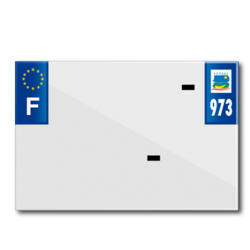 BANDE PLAQUE MOTO 210x145 POUR PVC AVEC RAISON SOCIALE DEP.973/EURO (VENDU A L'UNITE)