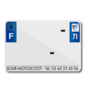 LICENSE PLATE FOR MOTORBIKE TIFLEX ALU PRE DRILLED 210x145 DEP. 71 WITH BUSINESS NAME (SOLD PER 50) 3700948123942