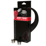 HANDLEBAR TAPE- NEWTON BLACK + RED SPOTS- WITH END CAPS (HEAVY DUTY AND COMFORTABLE) 3700948071441
