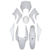 CARROSSERIE/CARENAGE 50 A BOITE ADAPTABLE DERBI 50 SENDA DRD 2011> BLANC BRILLANT (KIT 8 PIECES) -P2R- 3700948075470