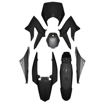 FAIRINGS/BODY PARTS FOR 50cc MOTORBIKE DERBI 50 SENDA DRD 2011> BLACK GLOSS (8 PARTS KIT) SELECTION P2R- 3700948267189