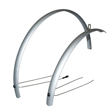 GARDE BOUE CITY/VTC TRINGLES 28'' STRONGLIGHT ALU R'LIGHT 55mm GRIS MAT (PAIRE) AVEC FIXATION CLASSIC TRINGLES INOX 3700223719990