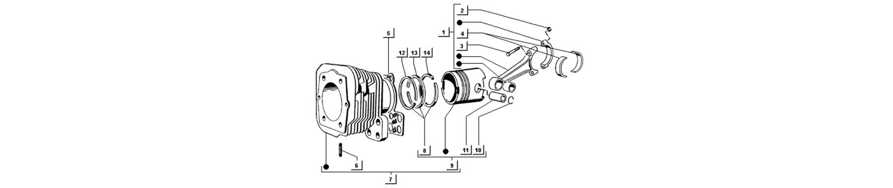 T10 - cylindre-piston-axe de piston-bielle
